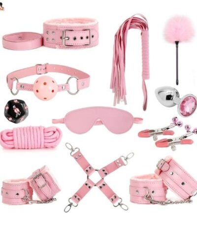 12-pcs-pink-bdsm-bondage-restraint-kit