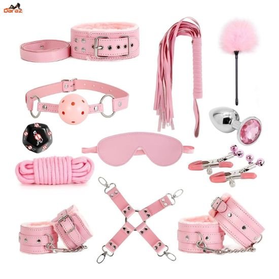 12-pcs-pink-bdsm-bondage-restraint-kit